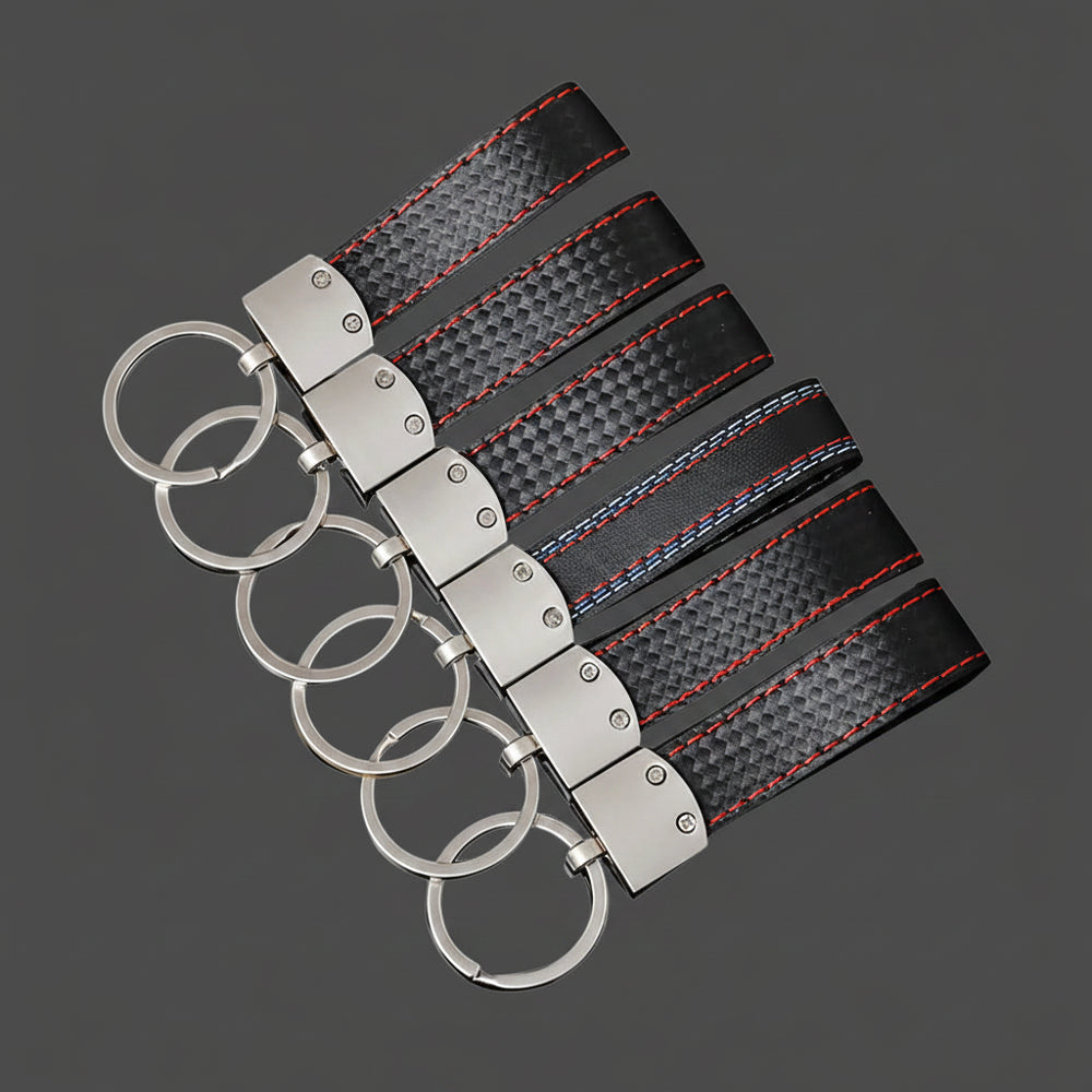 Fashion Black-red Leather Car Keychain Key Ring For Audi Sline RS VW R M AMG Rline GTI 3-color sports Key Chain Pendant