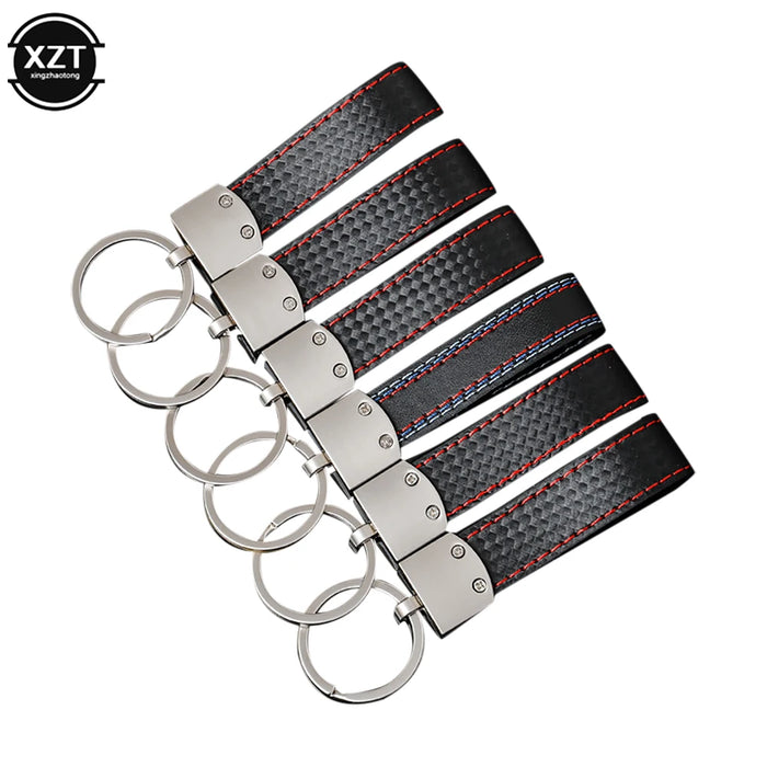 Fashion Black-red Leather Car Keychain Key Ring For Audi Sline RS VW R M AMG Rline GTI 3-color sports Key Chain Pendant